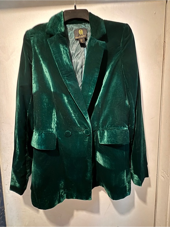 House of Harlow 1960 Jackets & Blazers - House of Harlow 1960 Emerald Green Velvet Double-Button Blazer